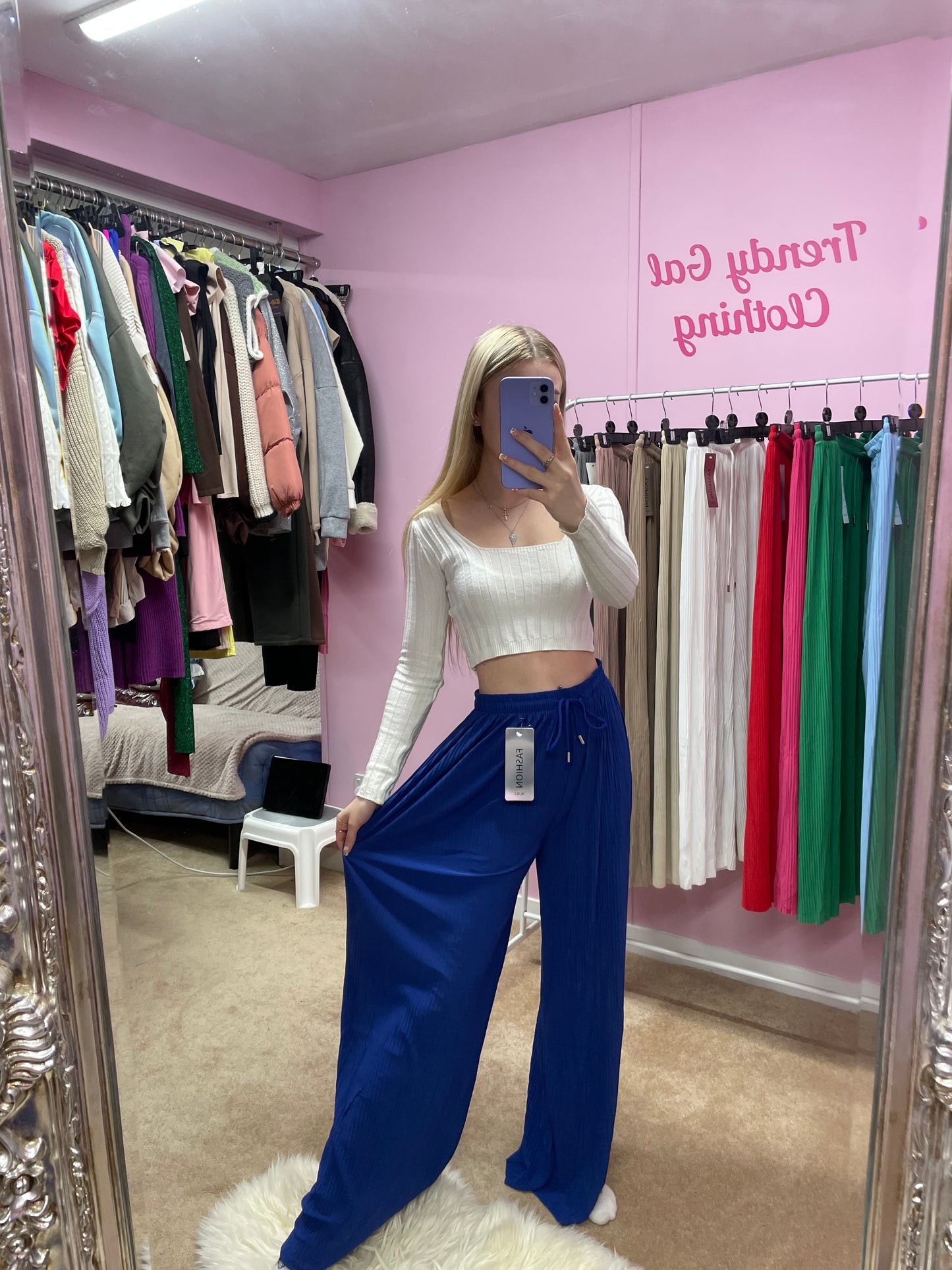 Wide leg cuttable elasticated trousers