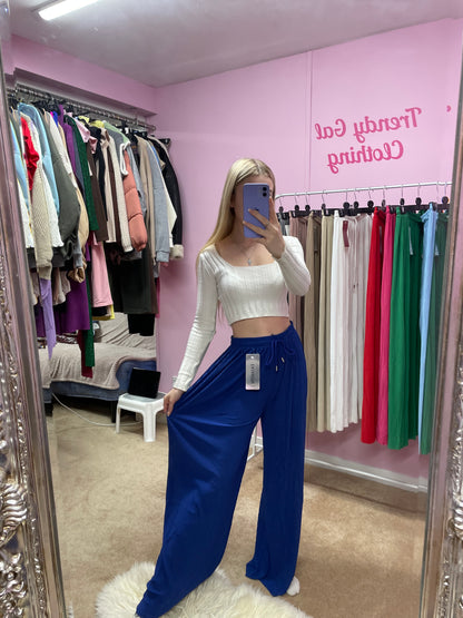 Wide leg cuttable elasticated trousers