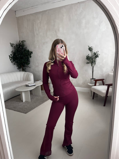 Zip up jacket & scrunch bum flare set