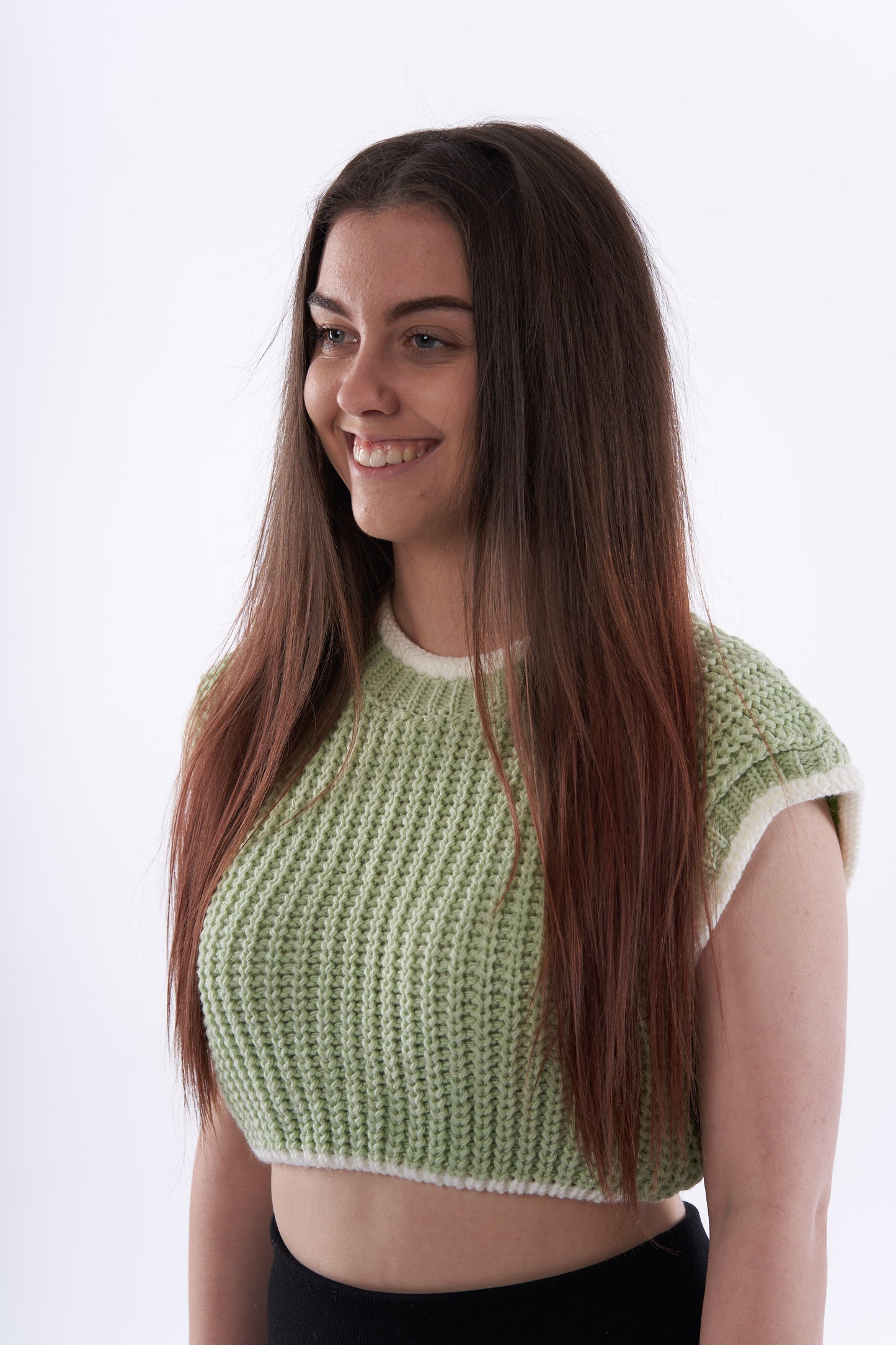 Cropped Caitlin knitted short sleeve top