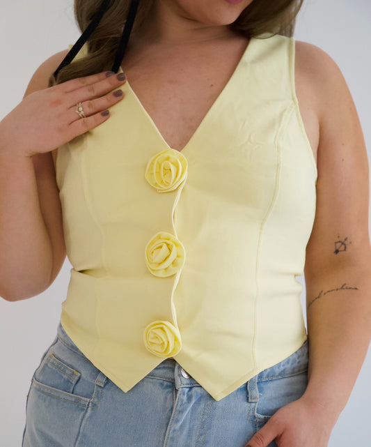 Three flower button up waistcoat