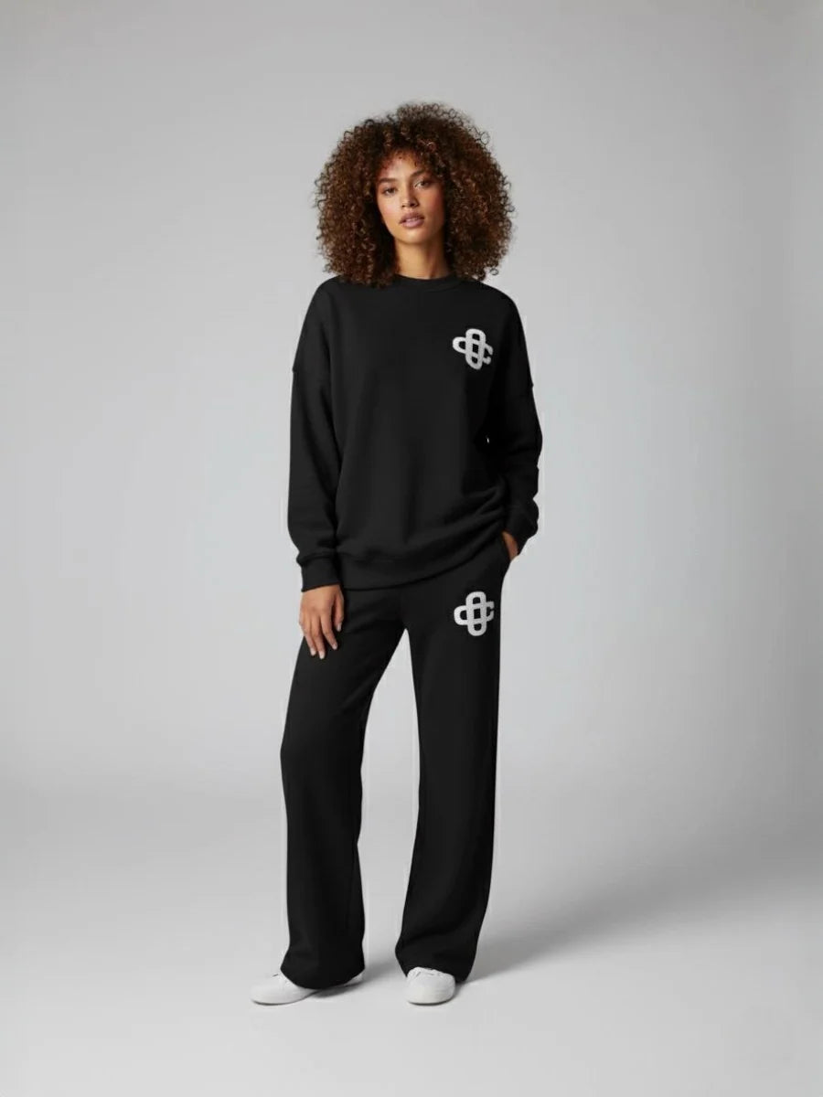 Knitted comfy oversized jumper and trouser tracksuit set