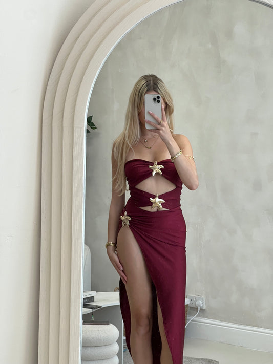 Slinky starfish cut out bandeau bodysuit and starfish split skirt set