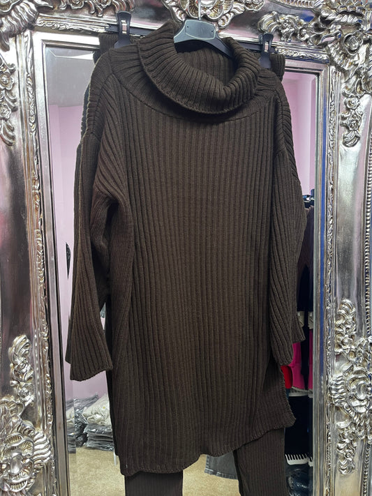Full length turtle neck top and leggings set