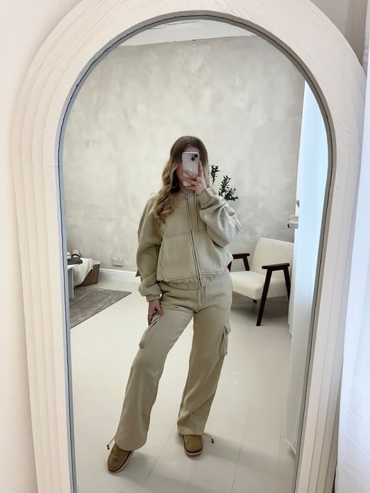 Zip up cargo style hoodie and adjustable jogger set