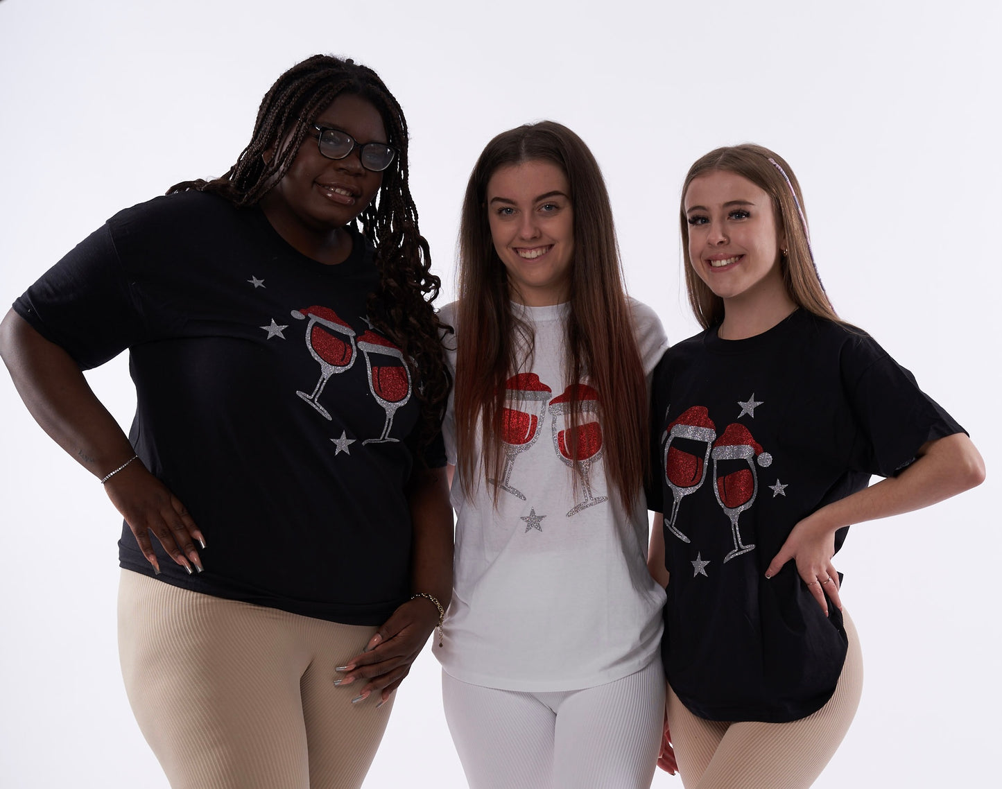 Christmas wine glass tee