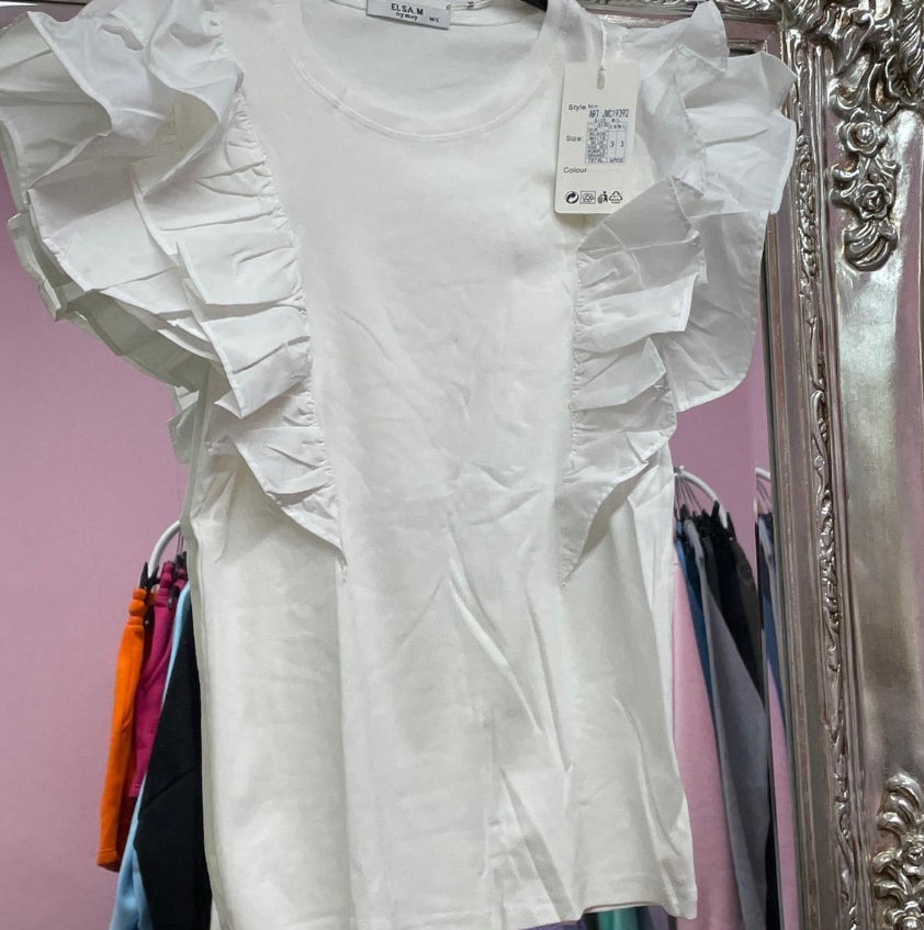Frilled short sleeve top