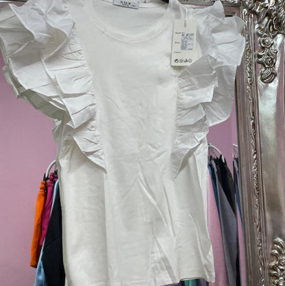 Frilled short sleeve top