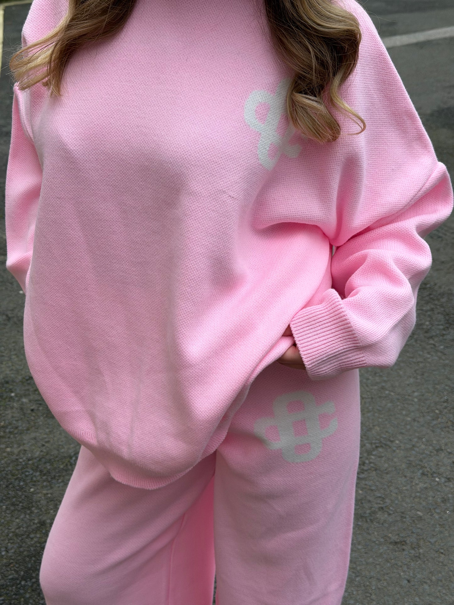 Knitted comfy oversized jumper and trouser tracksuit set