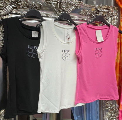 ‘LOVE’ ribbed vest tops