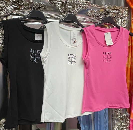 ‘LOVE’ ribbed vest tops