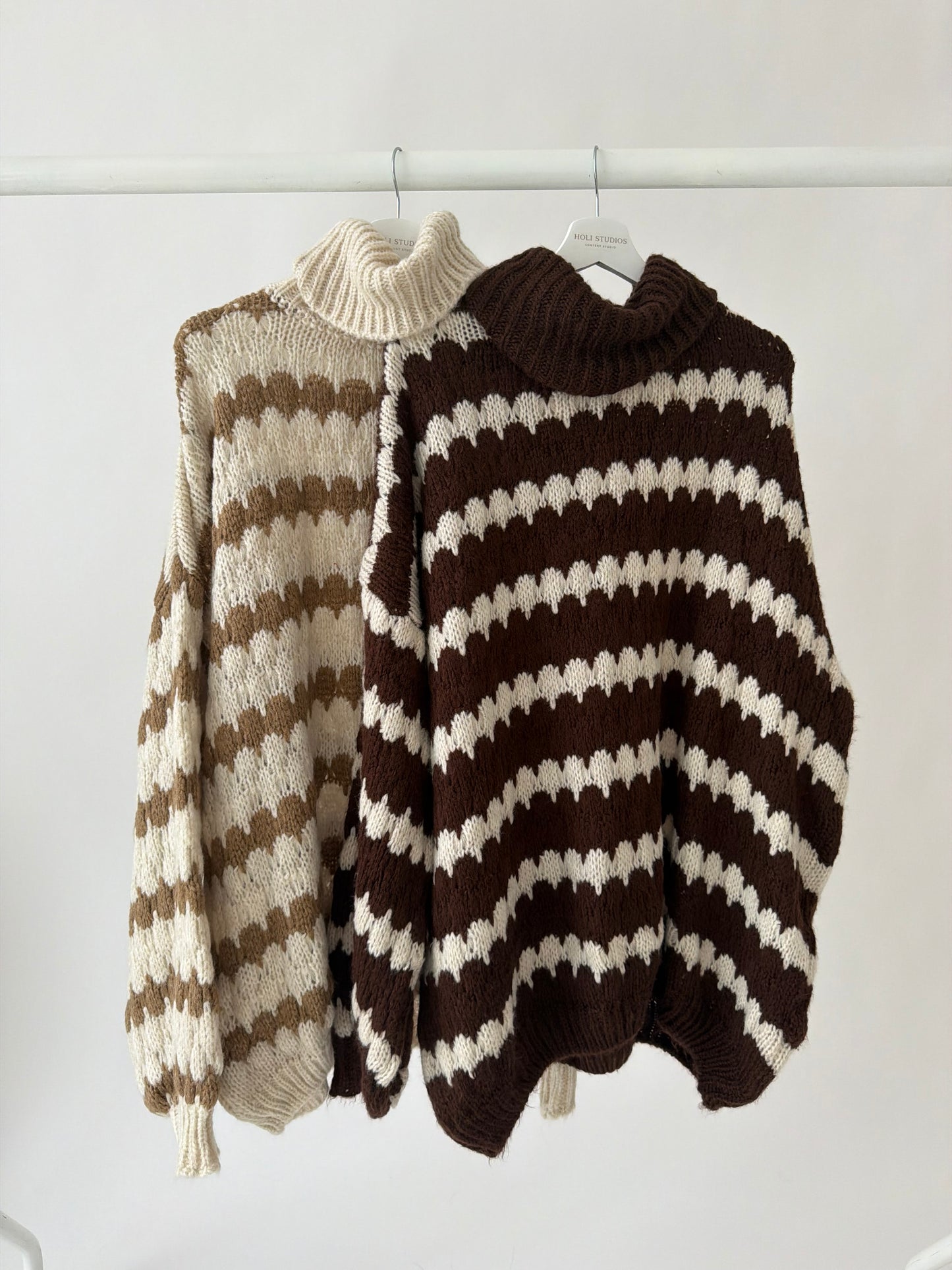 Chunky knitted zig zag turtle neck jumper