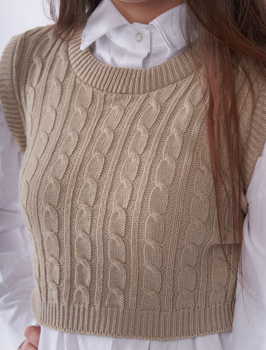 Cable knitted vest top
