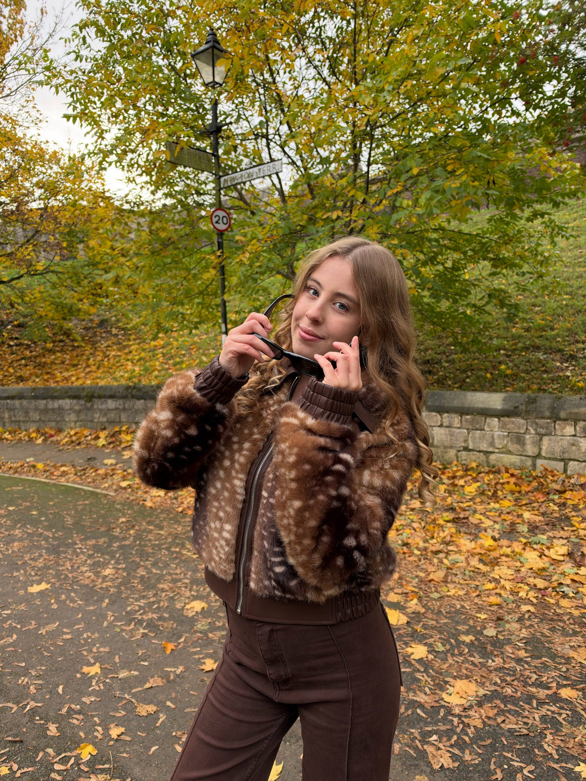 Bambi print faux fur & faux leather bomber jacket