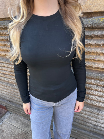 Soft full length crew neck long sleeve top