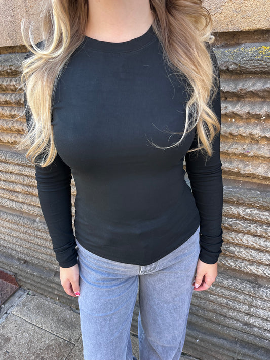 Soft full length crew neck long sleeve top