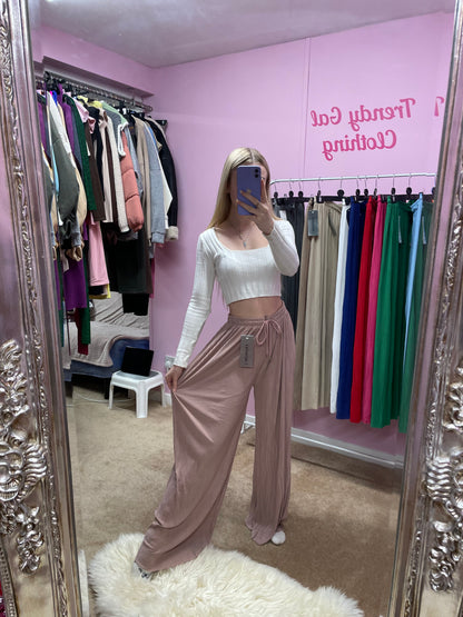 Wide leg cuttable elasticated trousers