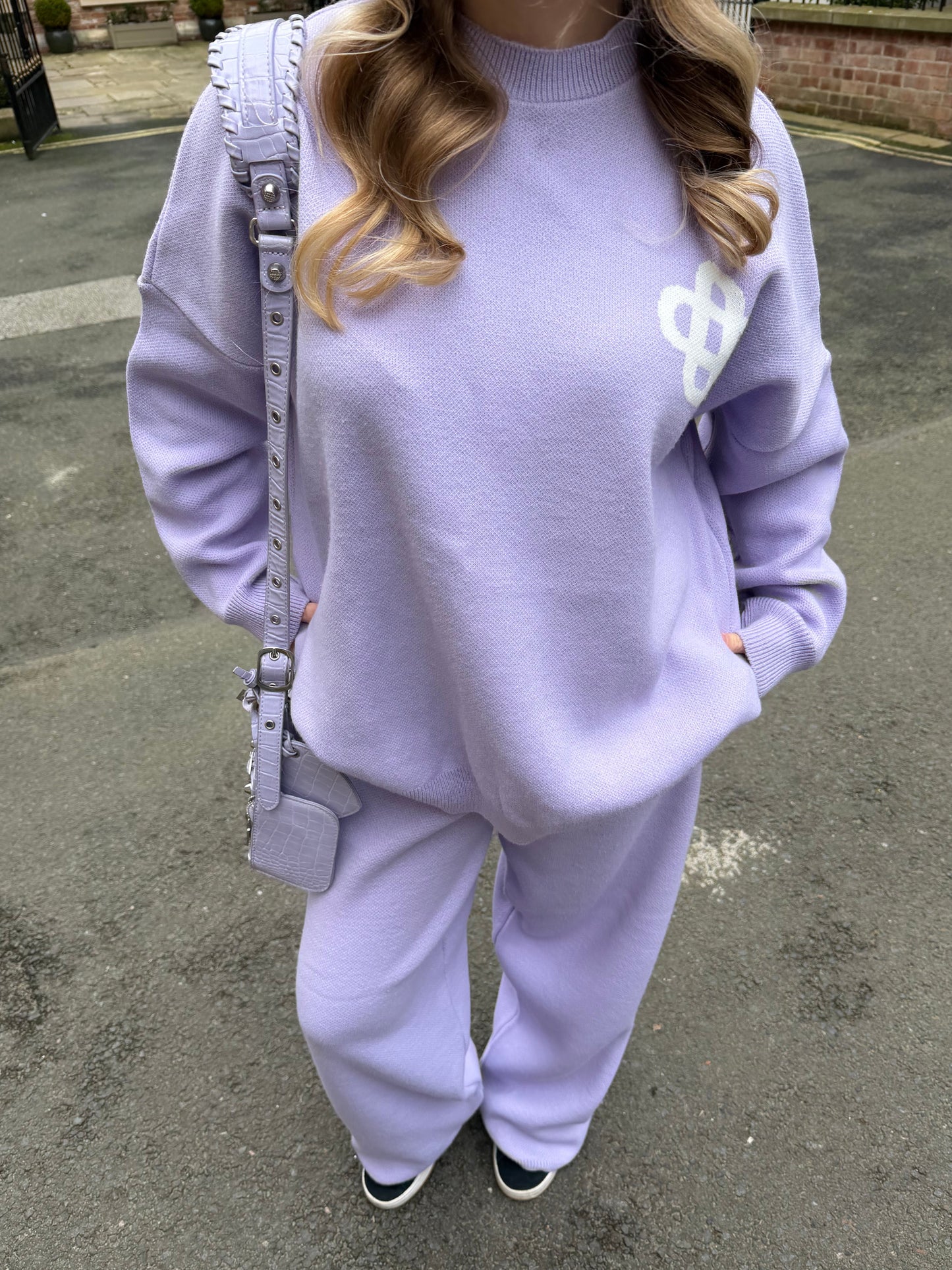 Knitted comfy oversized jumper and trouser tracksuit set