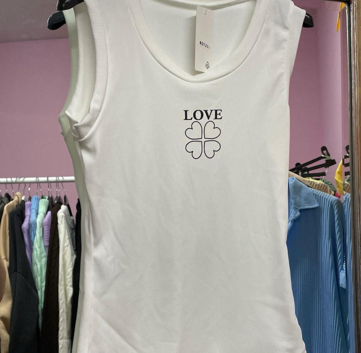 ‘LOVE’ ribbed vest tops
