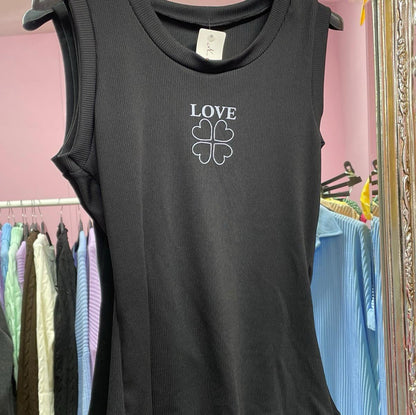‘LOVE’ ribbed vest tops