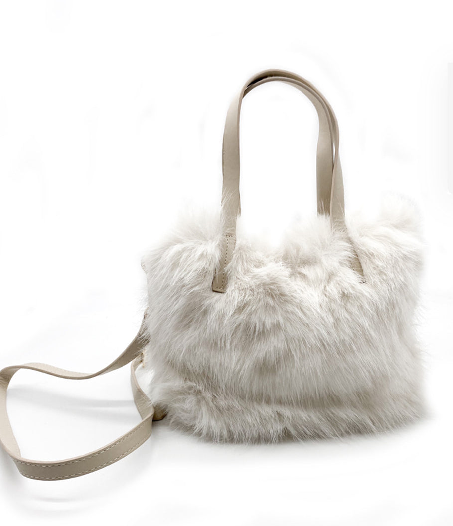 Fluffy bag with handles and long strap