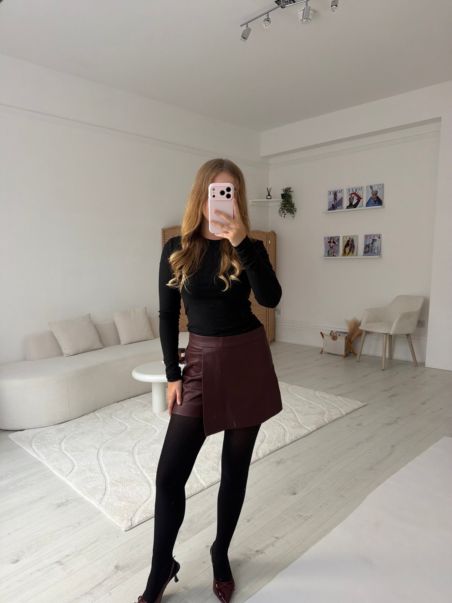 PU leather skort