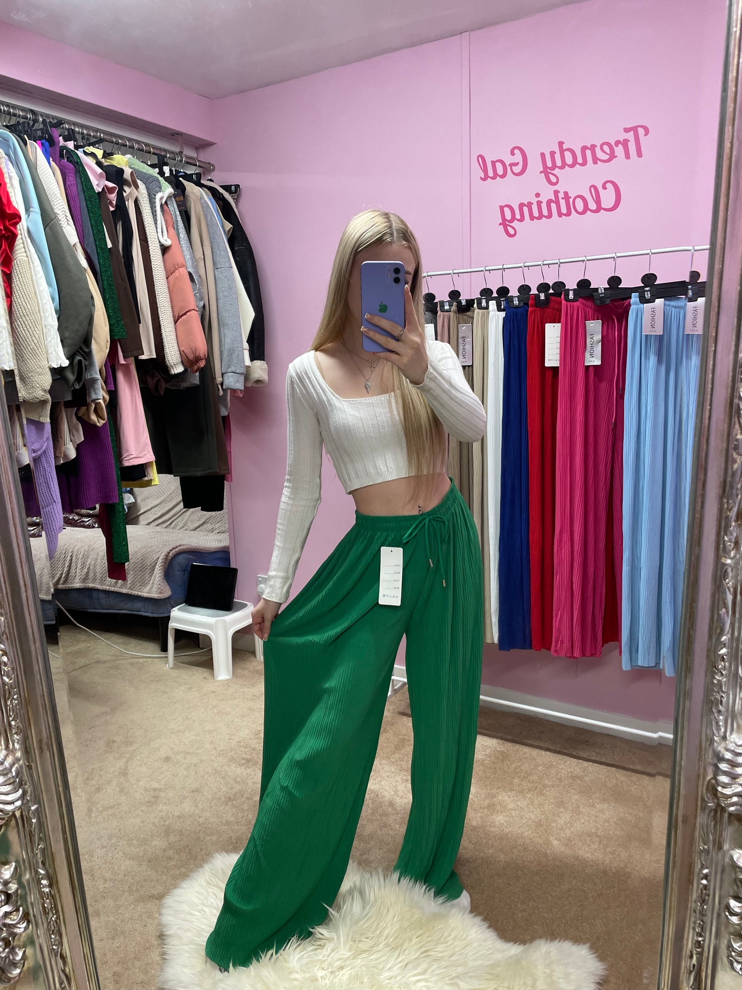 Wide leg cuttable elasticated trousers