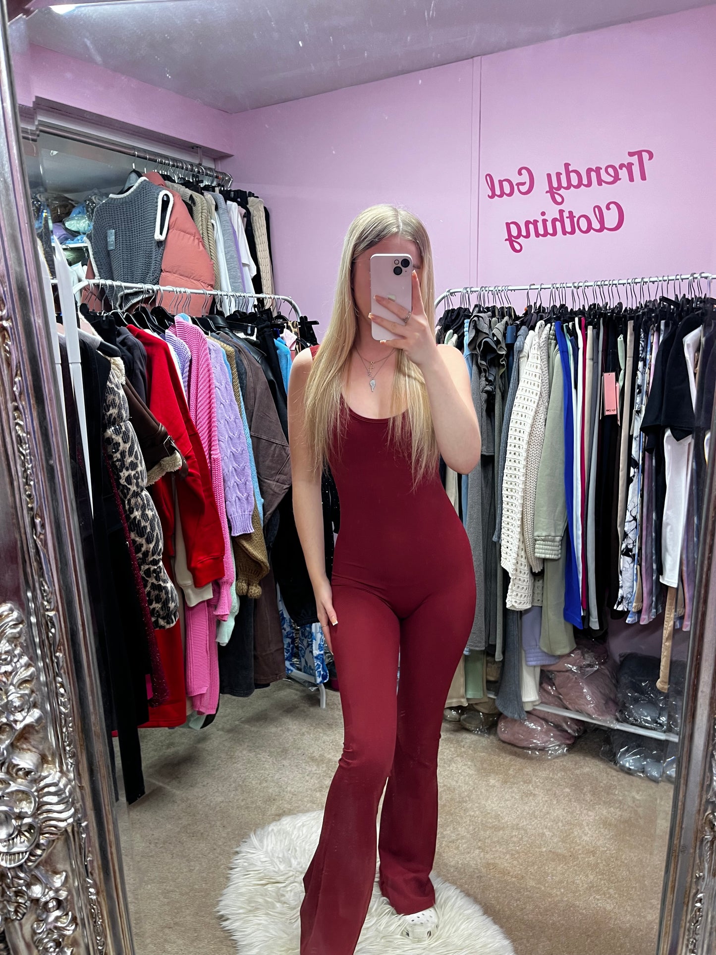 Flared scrunch bum slinky jumpsuits