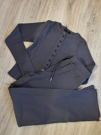 Ribbed button up loungewear set