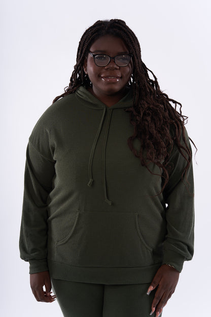 Flared trousers and hooded top set