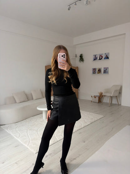 PU leather skort