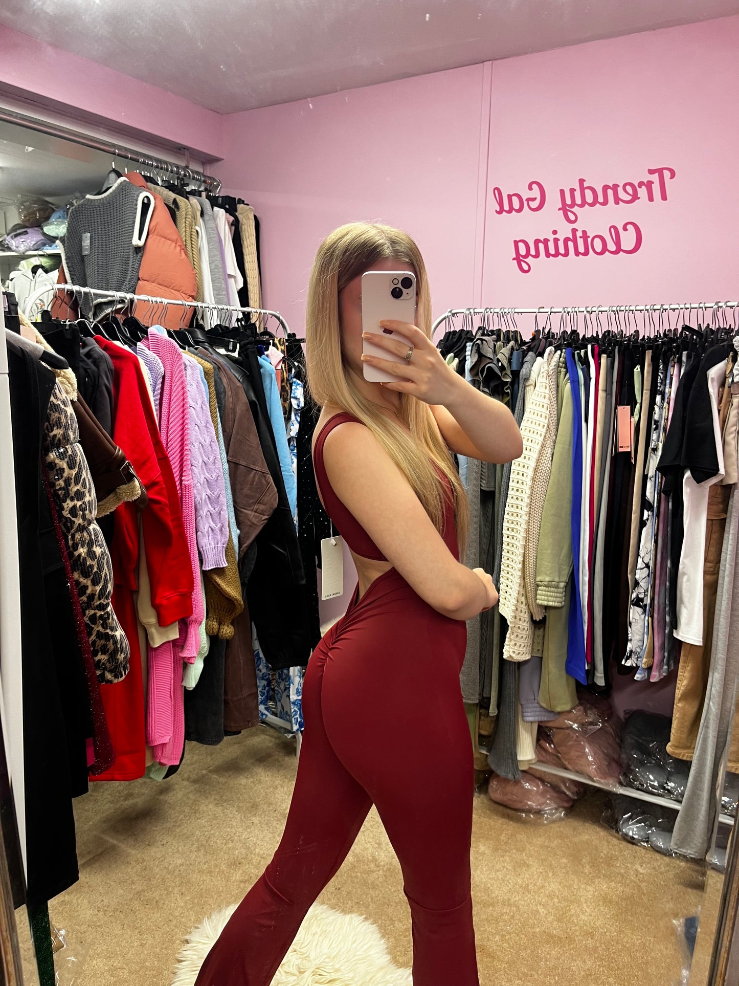 Flared scrunch bum slinky jumpsuits