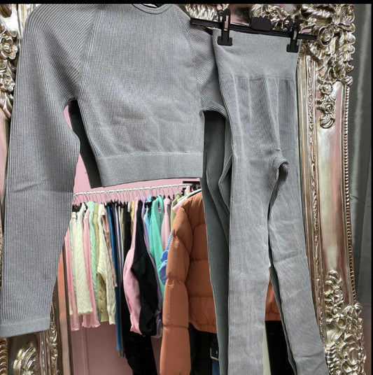 Leah long sleeved ribbed top and leggings set