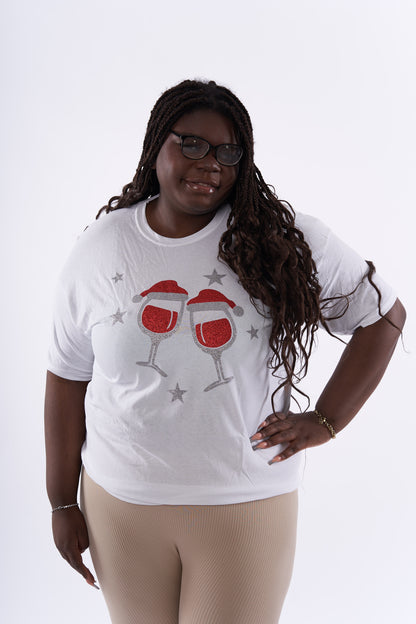 Christmas wine glass tee