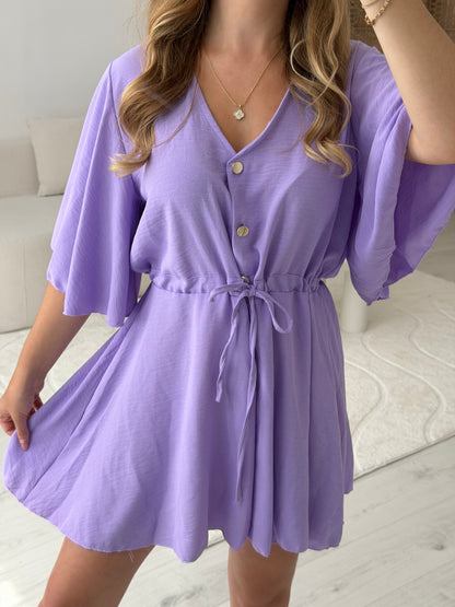 Three button detail elasticated pull in playsuits