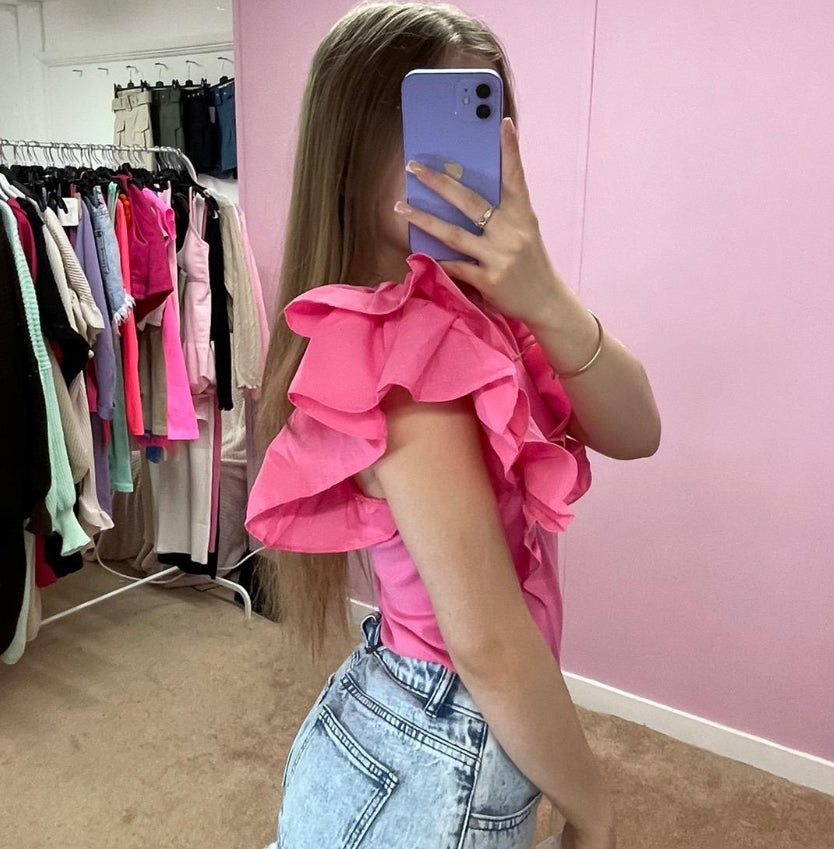 Frilled short sleeve top