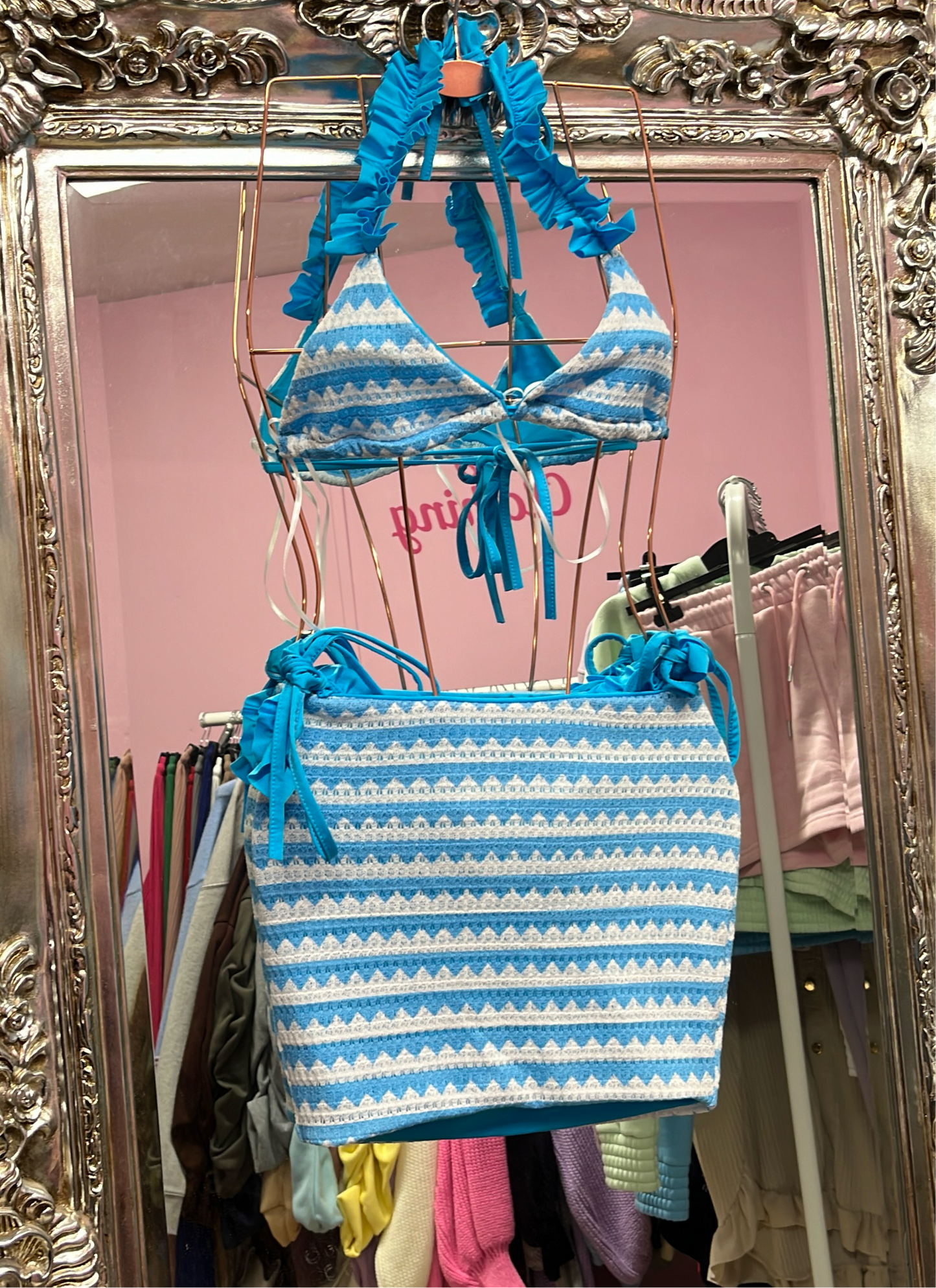 Zig zag striped bikini set