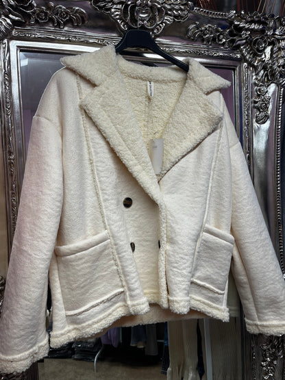 Suede teddy bear button up jacket