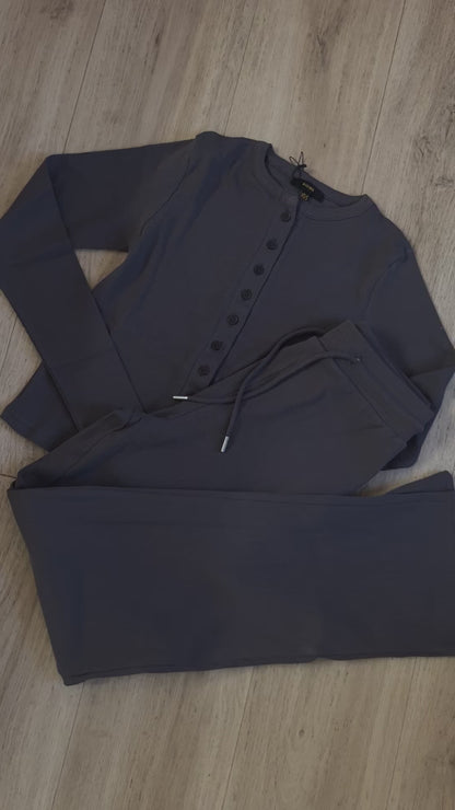 Ribbed button up loungewear set