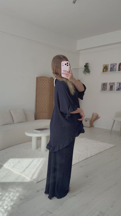 Button up pleated top and trouser set