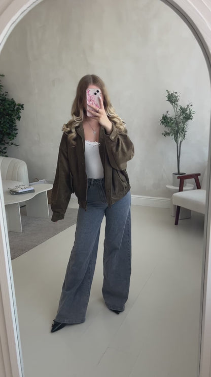 Grey wide leg jeans